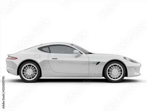 Sleek Silver Sports Coupe Side Profile on White Background