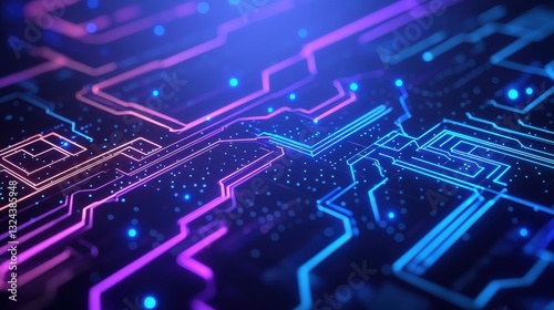 Wallpaper Mural A vibrant, abstract representation of circuit patterns illuminated by purple and blue lights, symbolizing technology and digital innovation. Torontodigital.ca