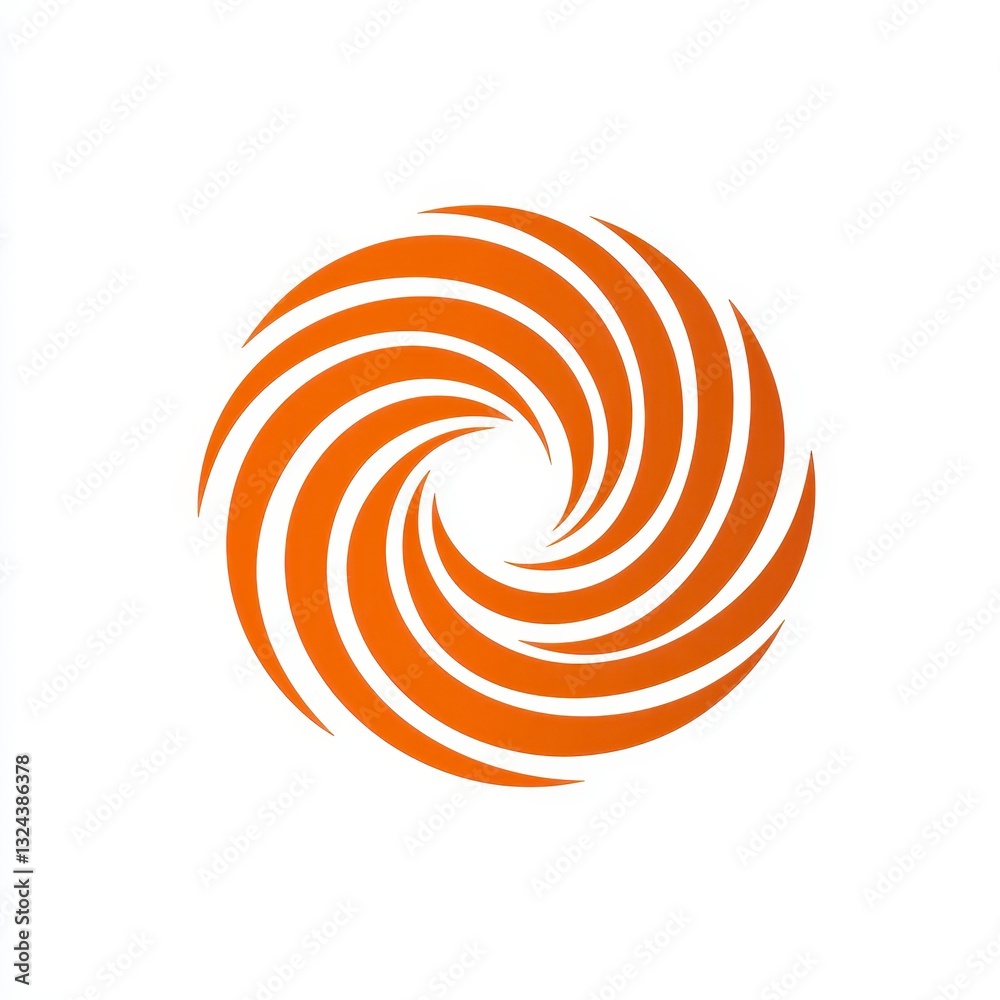 Abstract Swirling Orange Pattern on White Background