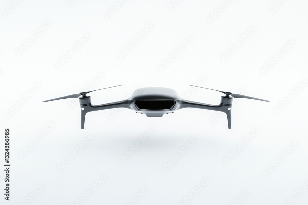 sleek modern drone with minimalist design hovering against stark white background to emphasize its contours sleek modern drone with minimalist design hovering against stark white background to emphasize its contours
