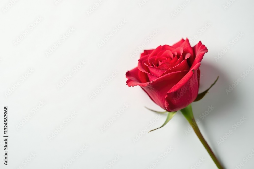 Simple and elegant rose on a white background with gentle curves, flower, simple, solitary Simple and elegant rose on a white background with gentle curves, flower, simple, solitary