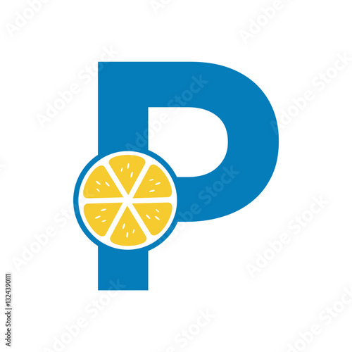 Lemon Logo Combine With Letter P Vector Template