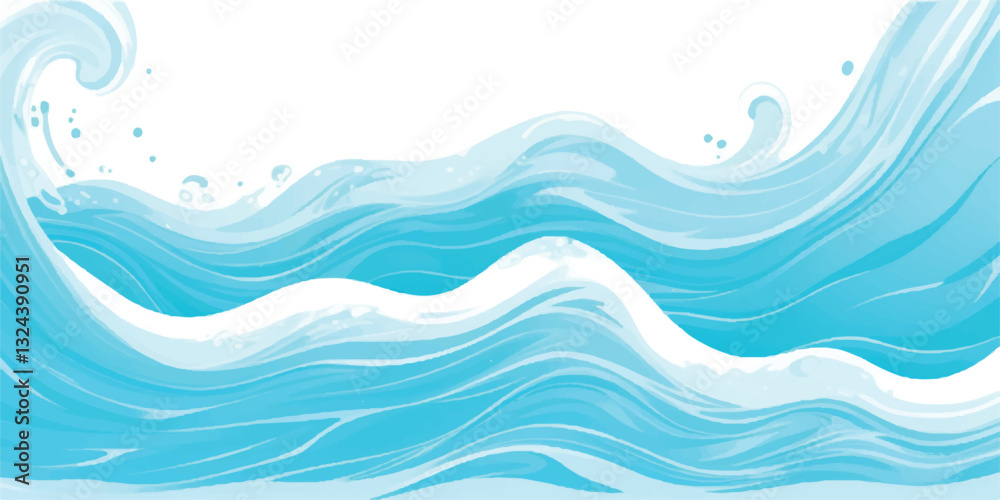 Fototapeta premium Dreamy Ocean Wave Texture in Watercolor, Blending Soft Blue and Green Tones for a Calming, Abstract Background Ideal for Creative and Relaxing Visual Designs. 