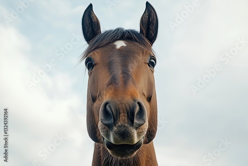 Thematic animal selfie featuring a close-up of a white horse