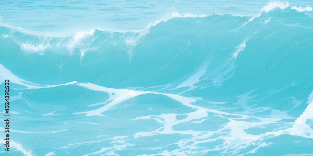 Fototapeta premium Dreamy Ocean Wave Texture in Watercolor, Blending Soft Blue and Green Tones for a Calming, Abstract Background Ideal for Creative and Relaxing Visual Designs.
