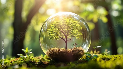 Fragile Ecosystem: A Tiny Tree in a Glass Sphere