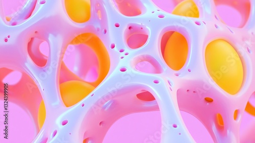 Wallpaper Mural A vibrant abstract structure featuring interconnected shapes in pink, white, and orange, creating a visually striking and organic appearance. Torontodigital.ca