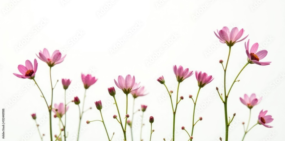 Naklejka premium Delicate flower stems with tiny blooms isolated on white, flower, bloom, small