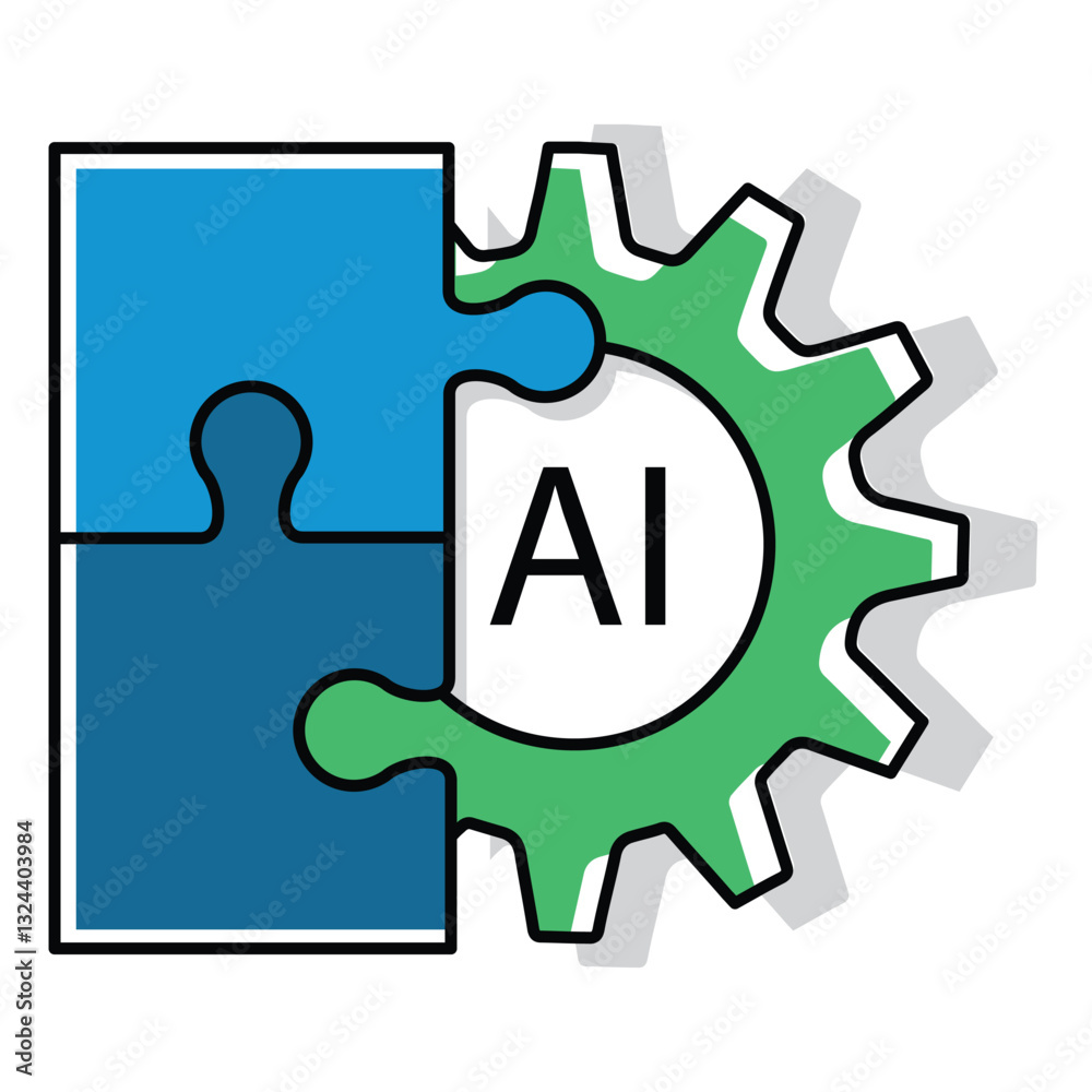 Artificial Intelligence and Digital Puzzle Vector Icon design Artificial Intelligence and Digital Puzzle Vector Icon design