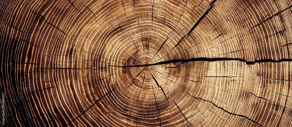 An aged tree reveals its history through cracked growth rings. An aged tree reveals its history through cracked growth rings.