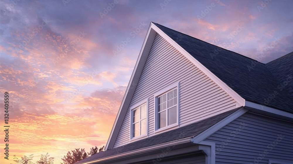 Stunning sunset sky accentuates the luxury of the property. Stunning sunset sky accentuates the luxury of the property.