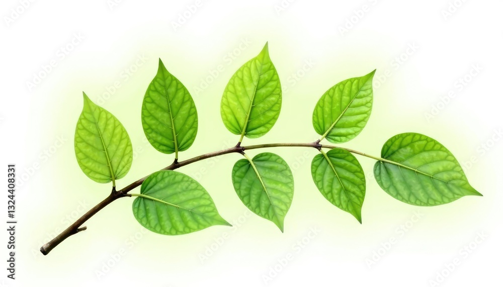 Obraz premium Isolated leafy branch of a tree on a white background, branches with leaves, nature