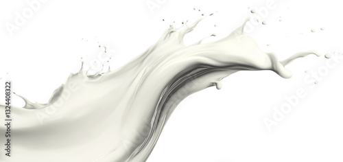 Milk splash isolated on transparent background, cutout, PNG format.