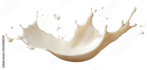 Milk splash isolated on transparent background, cutout, PNG format.