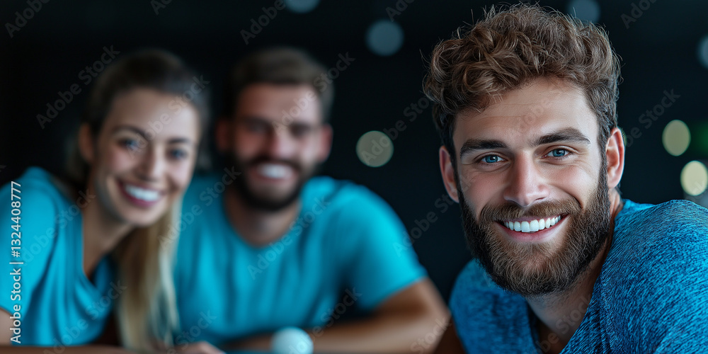 Fototapeta premium A man with a beard and a woman with long hair are smiling at the camera