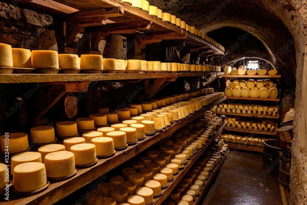 Obraz premium Explore the traditional Italian cheese production process in this charming facility.