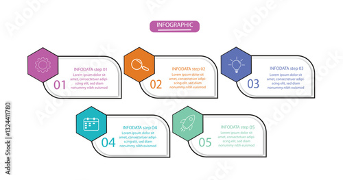 Modern infographic template. Creative circle element design with icons. Business concept with 5 options