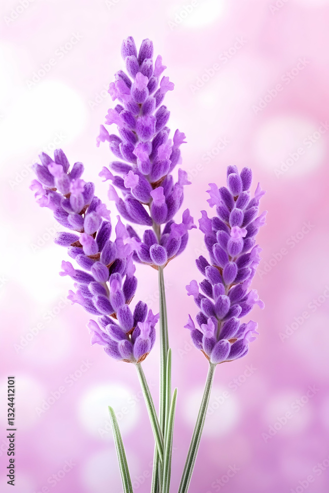 Obraz premium Delicate lavender sprigs against a soft pink background