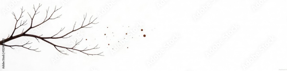 Simple isolated branches against a stark white background with some scattered dust particles, white, nature Simple isolated branches against a stark white background with some scattered dust particles, white, nature
