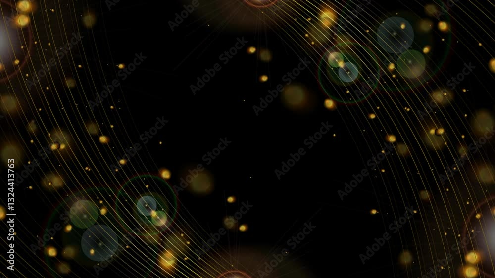 Abstract luxury golden background with wavy lines and bokeh lights. Seamless looping motion design. Video animation Ultra HD 4K 3840x2160
