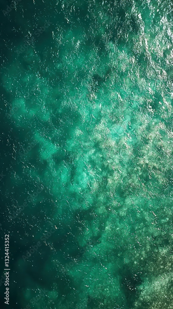 Fototapeta premium Turquoise waters Aerial view of ocean surface with sunlit, rippling waves
