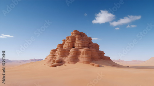 Desert sandstone formation under a clear sky