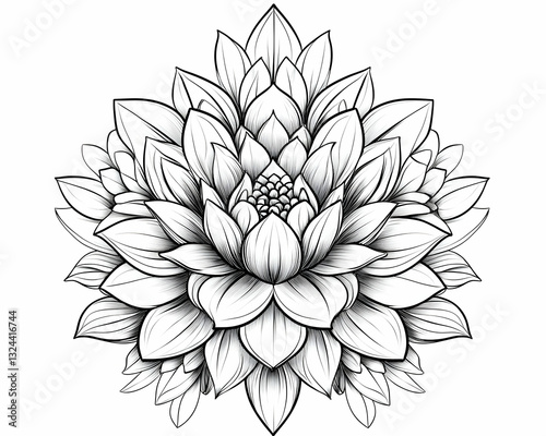 Detailed black and white floral design