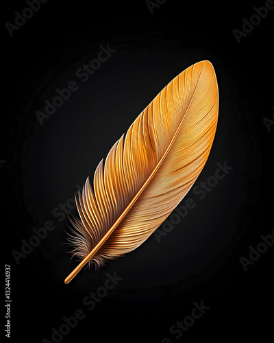 Detailed illustration of a golden brown feather