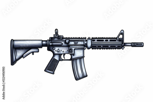 Detailed illustration of an assault rifle (1)