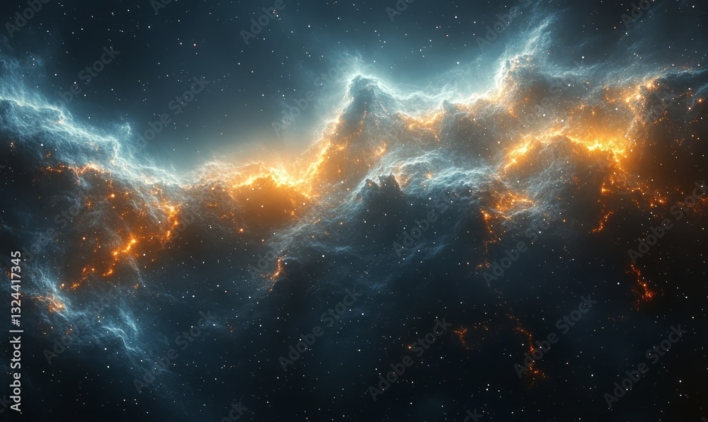 Fototapeta premium Cosmic Nebula: A Celestial Tapestry of Fire and Ice