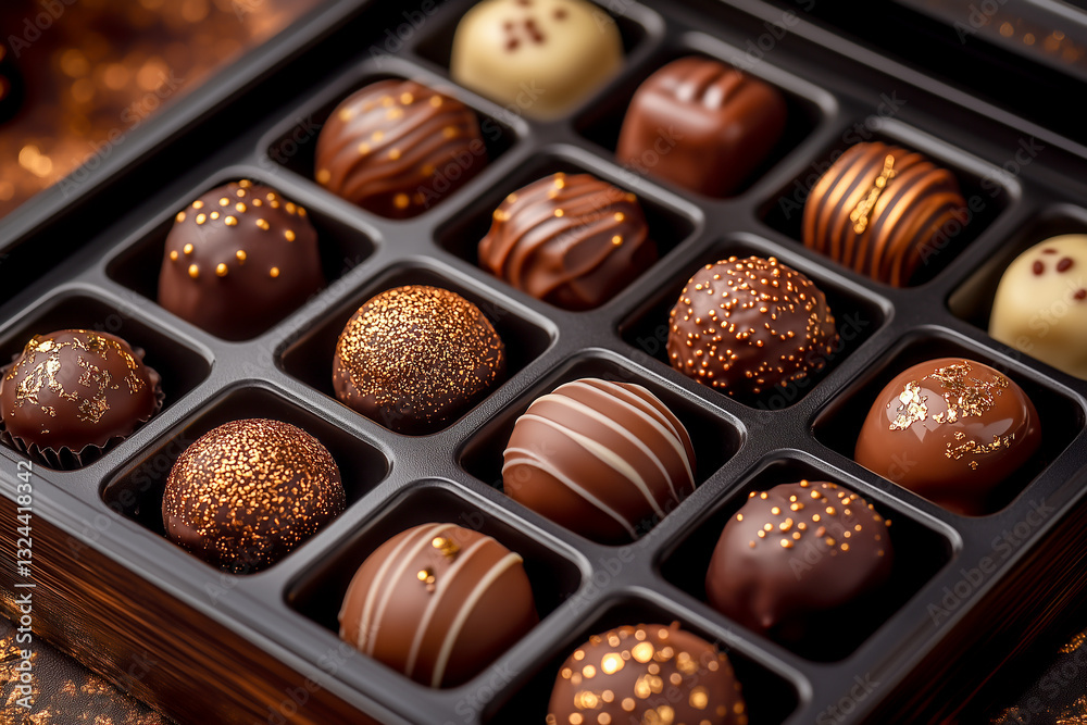 Chocolate truffles and pralines in elegant packaging