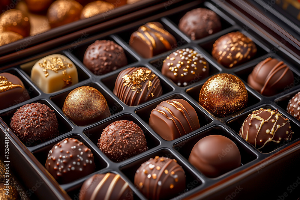 Chocolate truffles and pralines in elegant packaging