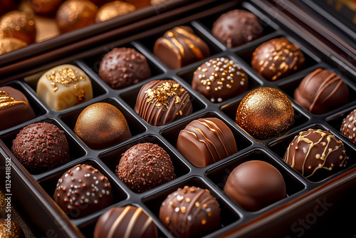 Obraz na płótnie Chocolate truffles and pralines in elegant packaging w salonie