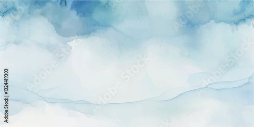 A Gentle and Dreamy Watercolor Background Depicting a Light Blue Sky with Fluffy Clouds Drifting Across, Evoking a Sense of Peace, Calm, and Quiet that Transforms Any Space into a Soothing Retreat.
