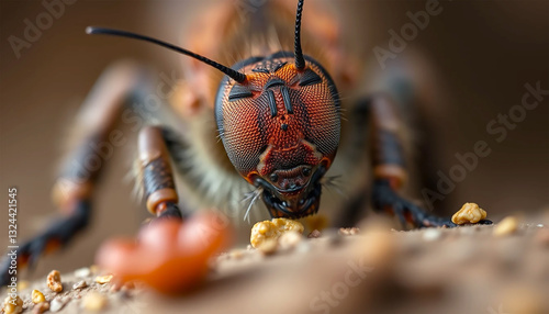 A Mesmerizing Bee, Intensely Focused On Gathering Pollen, Its Intricate Details Revealed In Stunning Close-up With Sharp Focus And Shallow Depth Of Field