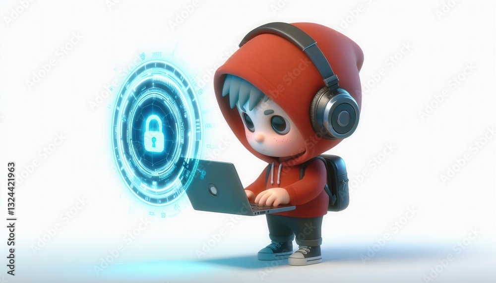 Digital security learning event online animated character virtual environment engaging concept Digital security learning event online animated character virtual environment engaging concept