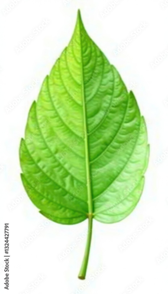 Obraz premium Delicate green leaf isolated on white background, vegetation, blossoms