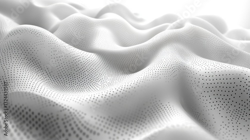 Abstract White Wave Background with Dotted Texture