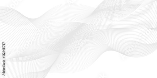 Abstract dynamic creative smooth beautiful space digital composite sound and wave bland line. frequency flow business stripe gradient white vector technology template background.