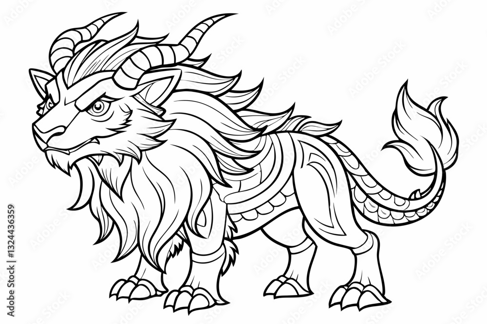 Fototapeta premium coloring page line art black vector