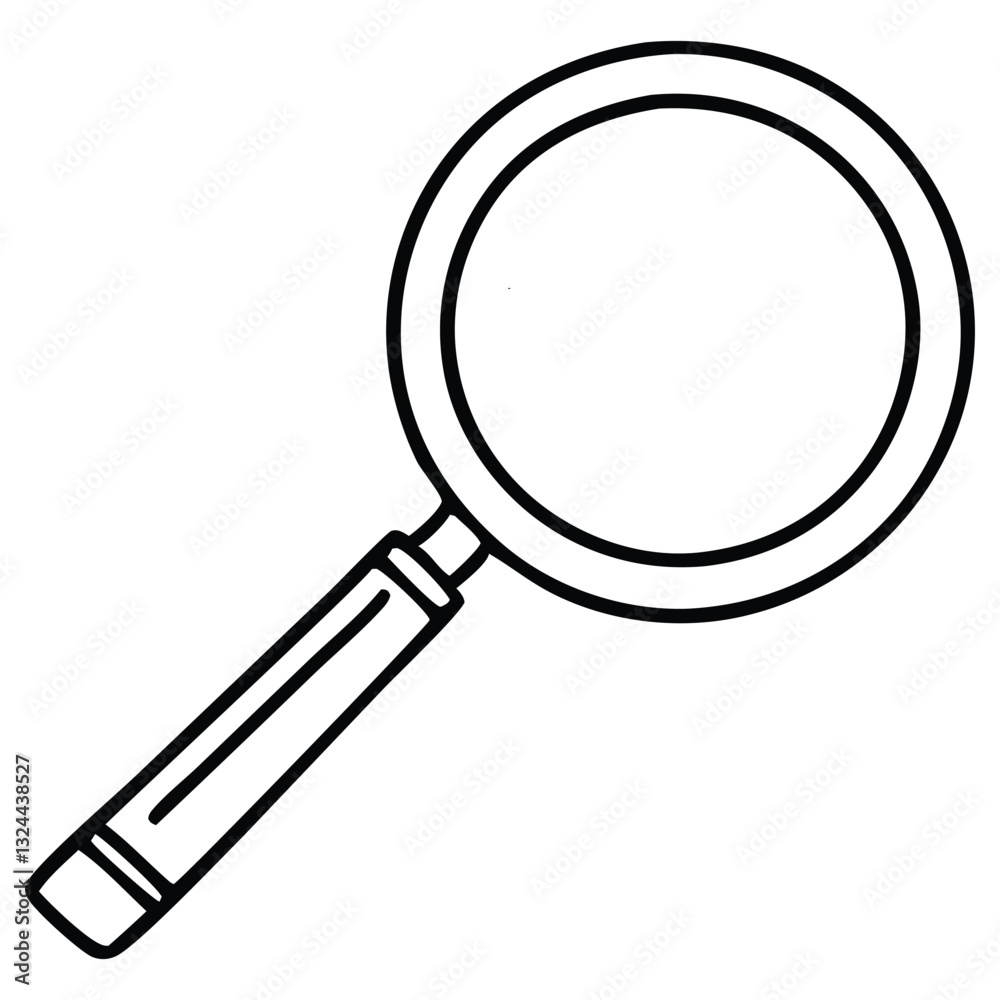 Minimalist Black and White Magnifying Glass Illustration for Stock Use. Minimalist Black and White Magnifying Glass Illustration for Stock Use.