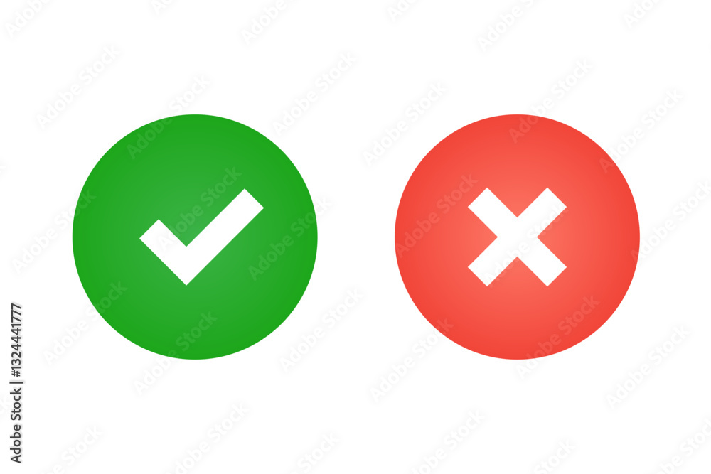 Accept and decline button. Simple design. Vector illustration. Accept and decline button. Simple design. Vector illustration.