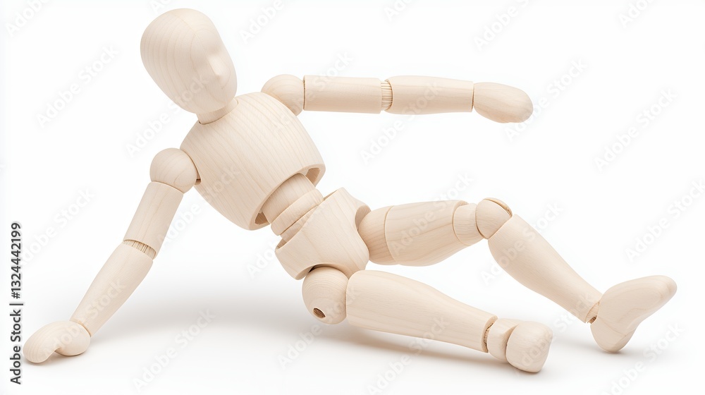 Beige Wooden Artist Mannequin Lying on White Background Beige Wooden Artist Mannequin Lying on White Background