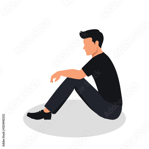 The depressed lonely man sitting vector design