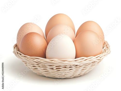 Wallpaper Mural Eggs in wicker basket for white background. Torontodigital.ca