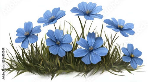 Flower daisy blue flax flora blossom bloom petal nature garden floweret floret blue. Blossom. Illustration