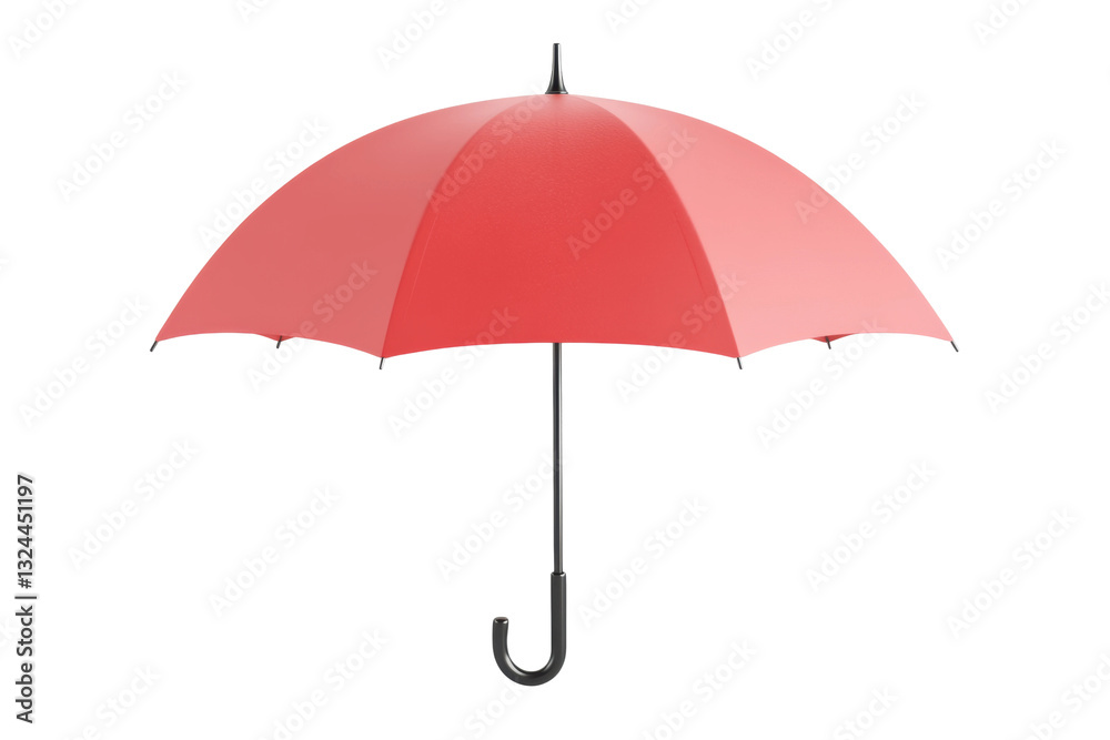 Red umbrella with curved handle for rainy days, cut out Red umbrella with curved handle for rainy days, cut out