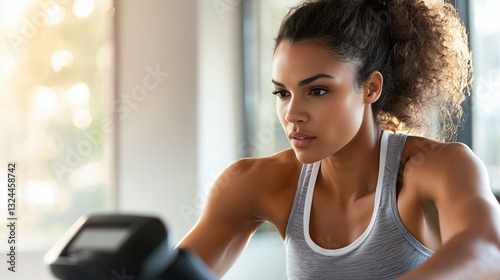 Home Workout Focused on Cardio Fitness on a Bike