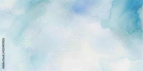A Serene and Tranquil Watercolor Painting Depicting a Soft Light Blue Sky with Wispy Clouds Gently Drifting by, Perfect for Evoking Calmness, Relaxation, and Peacefulness in Any Space.

