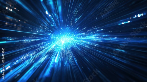 Glowing blue digital rays texture. Design concept. 3D Rendering.